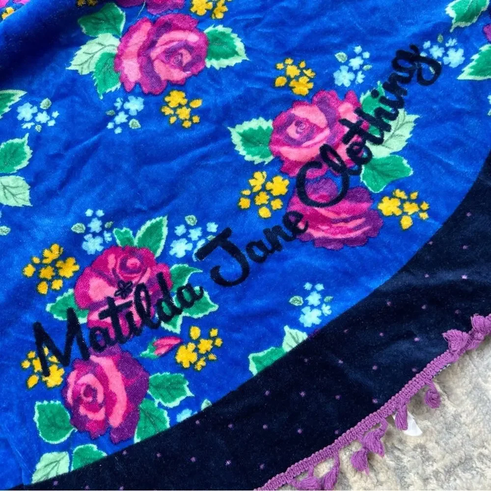 Matilda Jane Round Beach Bath Towel Fringe 60” Pink Rose